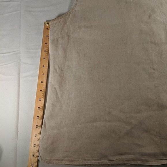 L.L. Bean ll Vintage Peasant Tank Woven top Women's size large L tan white beige - Picture 8 of 14